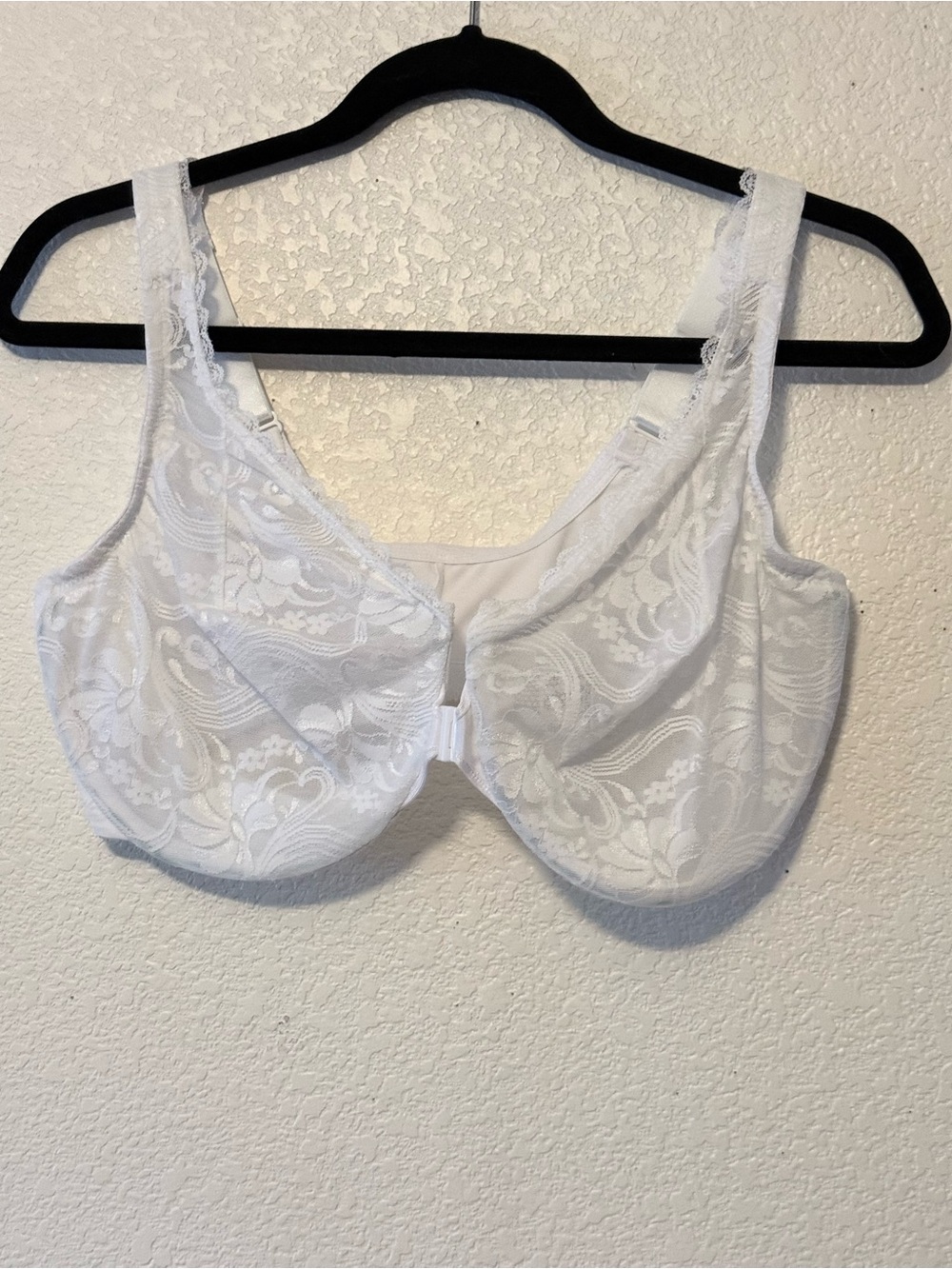 Glamorise White Lace Full-Coverage Front-Closure Bra 0238